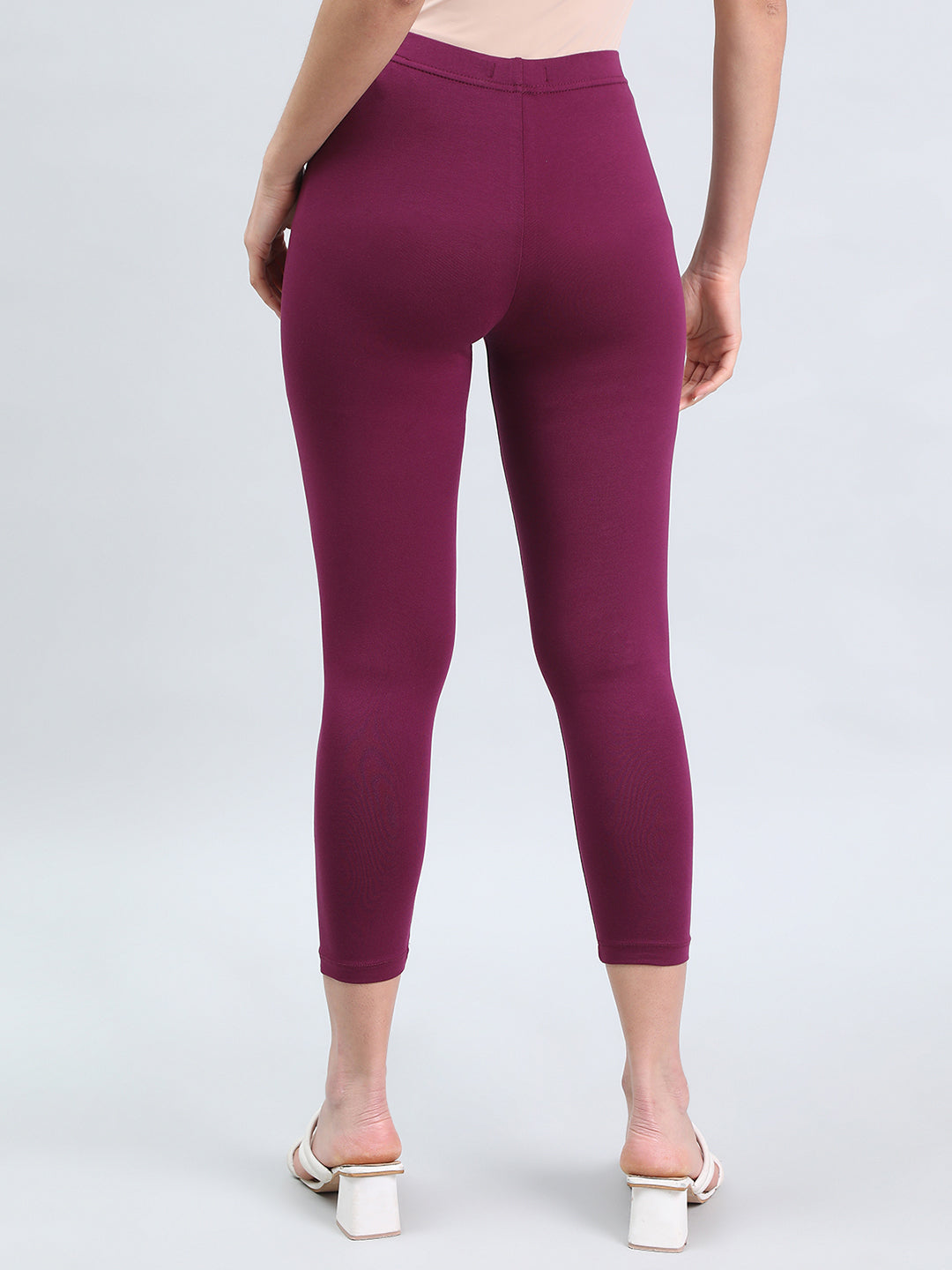 Plum Cotton Stretch Cropped Leggings