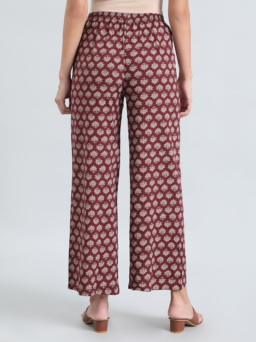 Brown Woven Viscose Printed Palazzo