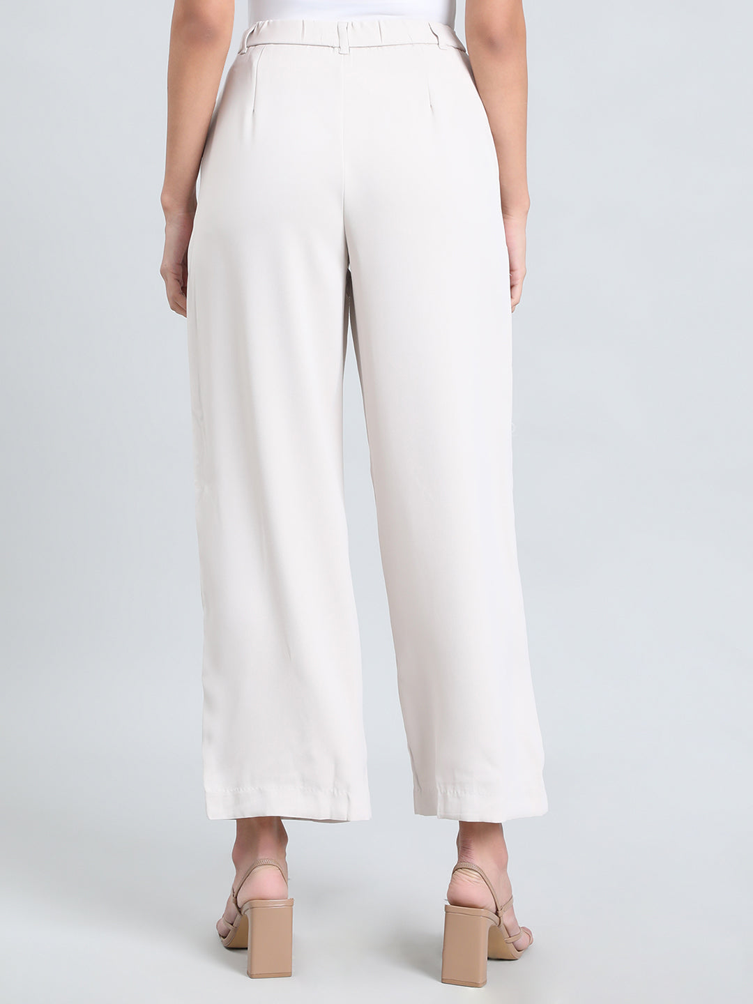 Cream Crepe Wide Trouser