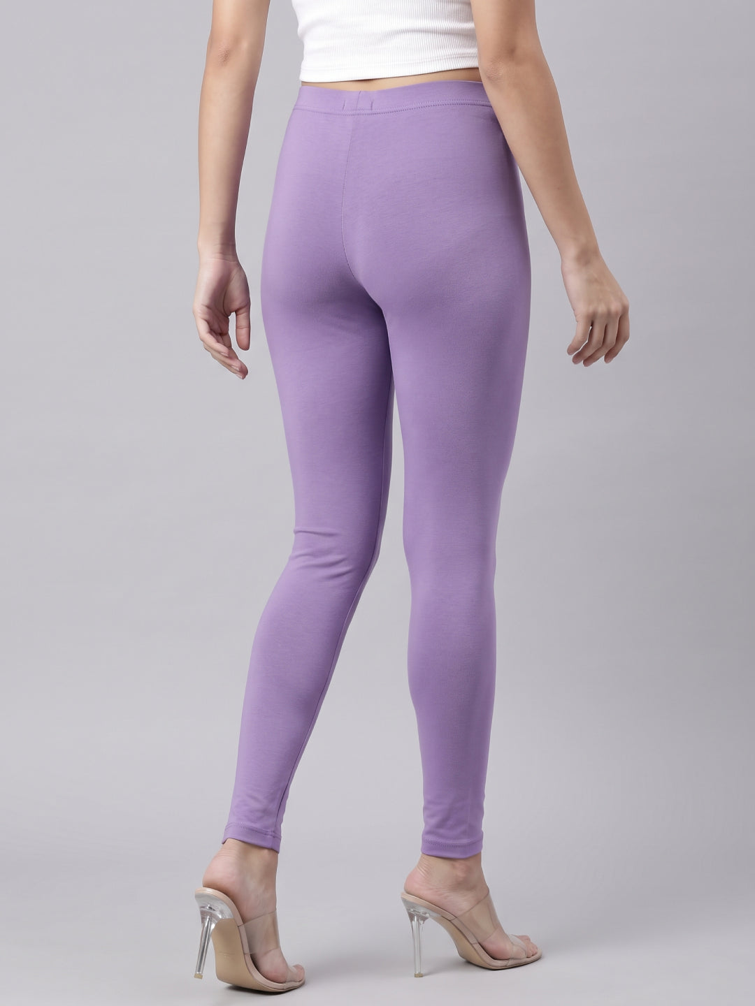Lilac Cotton Stretch Ankle Length Leggings