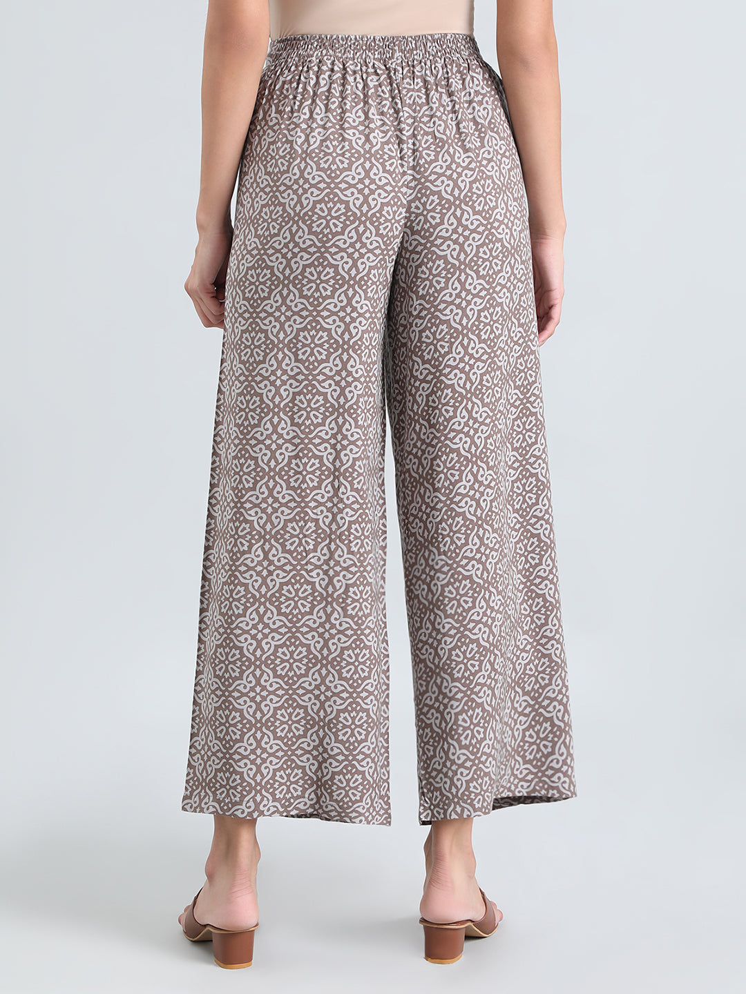 Brown Woven Viscose Printed Palazzo