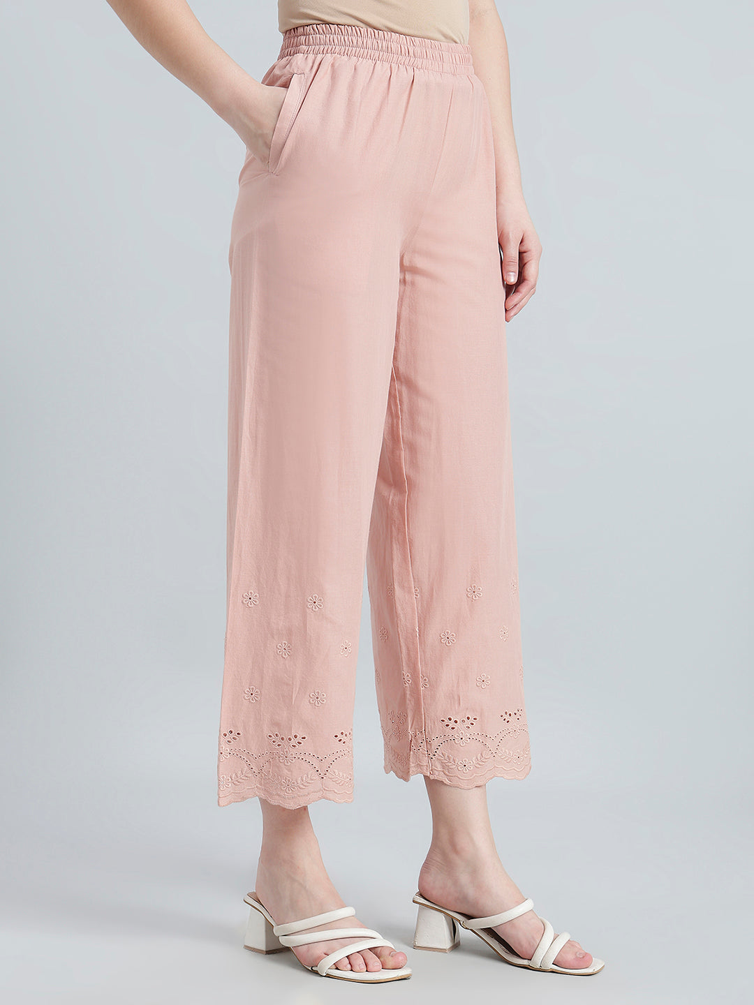 Baby Pink 100% Cotton Hakoba Wide Pant
