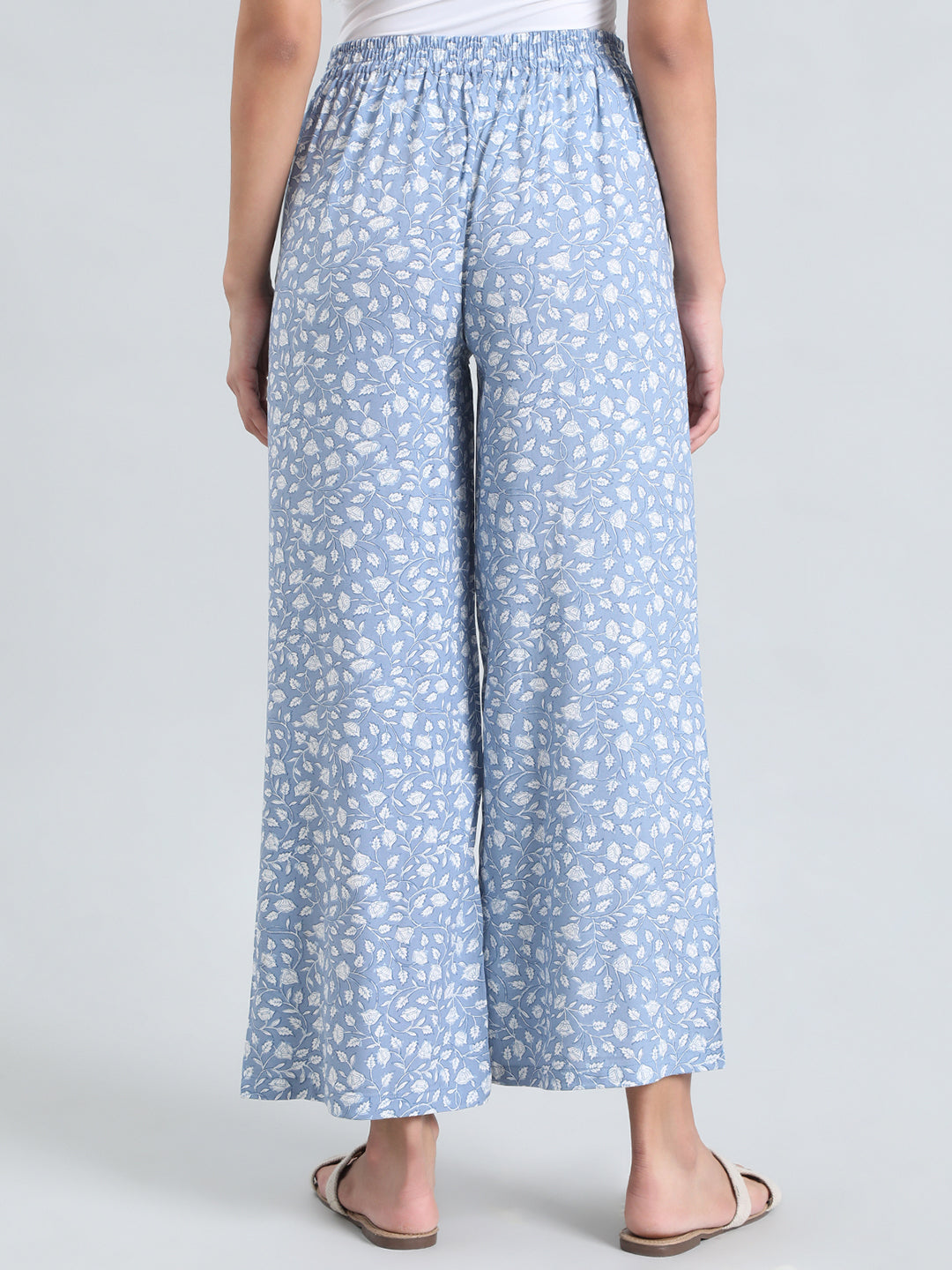 Blue Woven Viscose Printed Palazzo