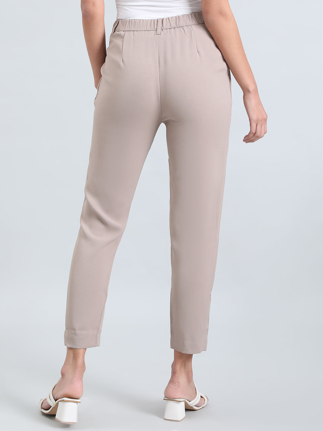 Light Chocolate Crepe Tapered Trouser