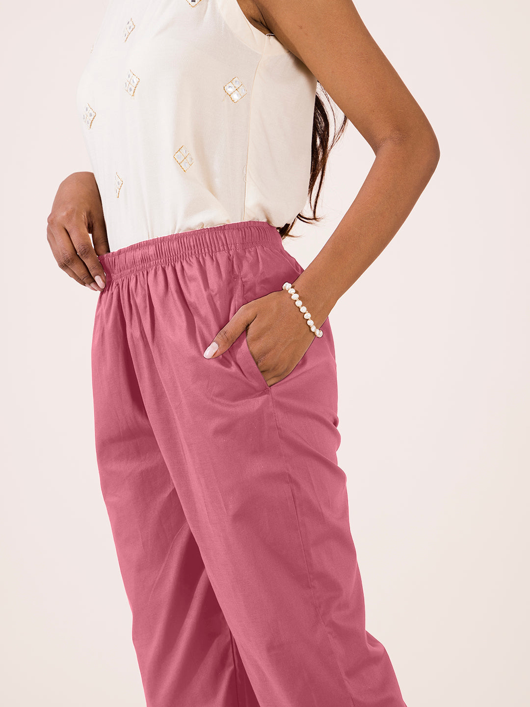 Light Wine Cotton Cambric Cotton Pants