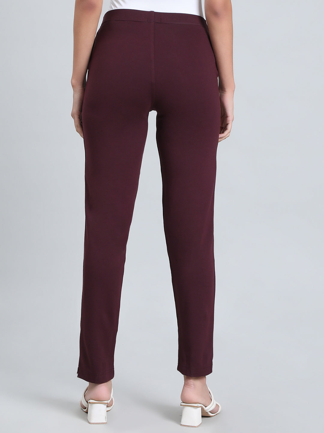 Dark Wine Ponte Smart Fit Kurti Pant