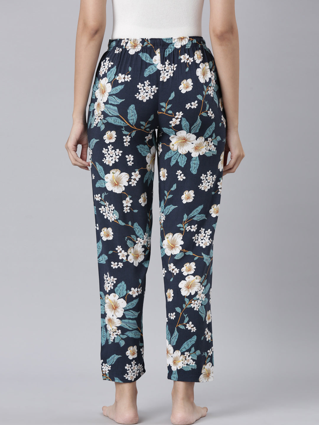 Black Woven Viscose Printed Lounge Pants