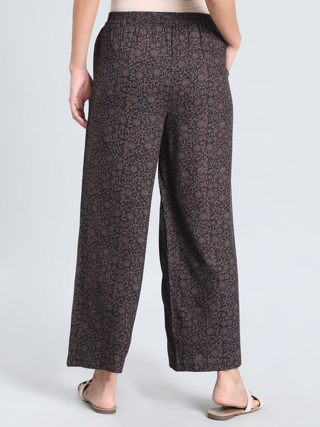 Black Woven Viscose Printed Palazzo