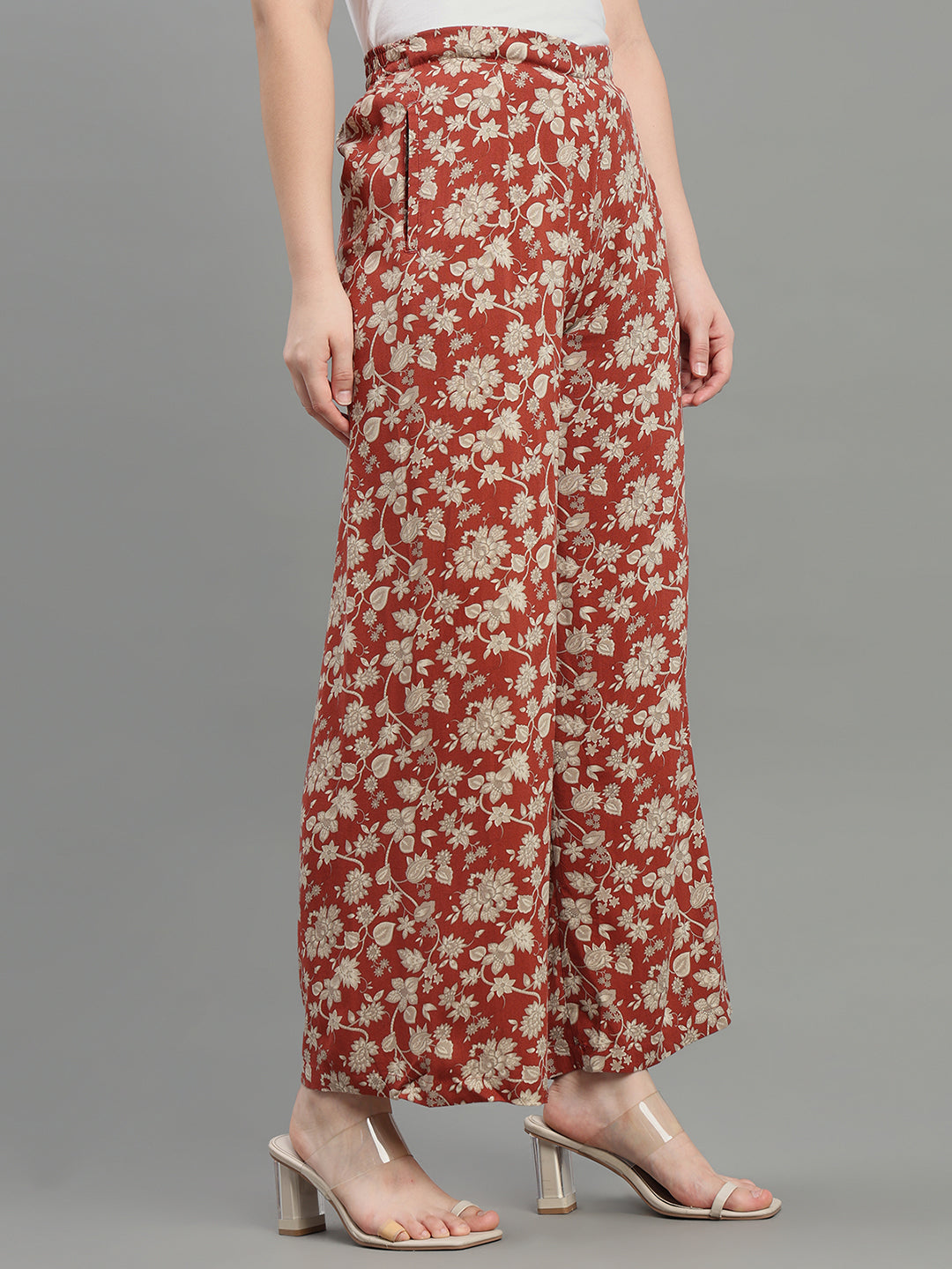 Maroon Viscose Printed Palazzo