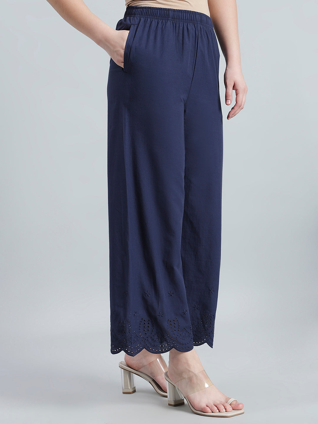 Navy Cotton Hakoba Palazzo