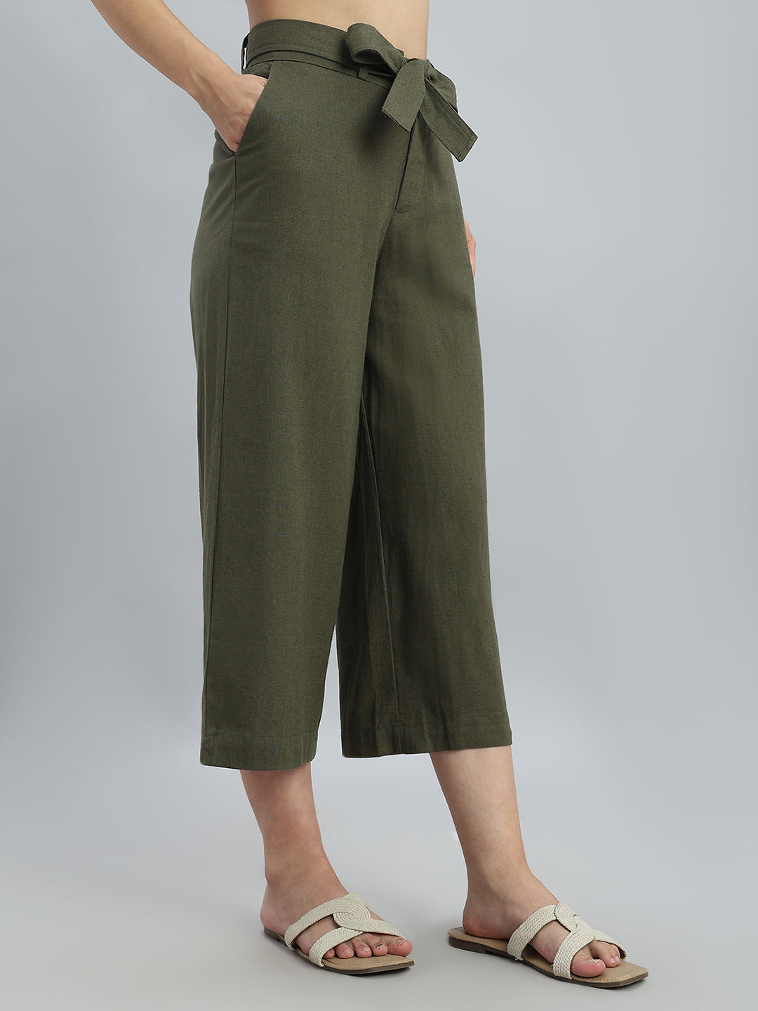 Olive Linen Blend Culottes