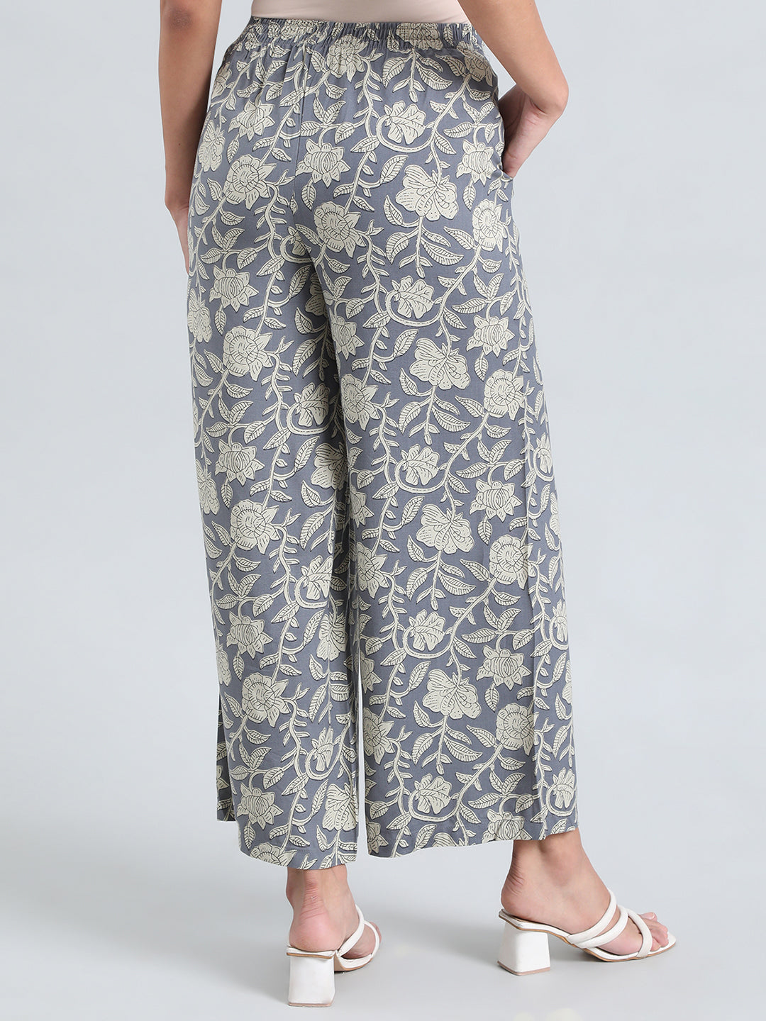 Blue Woven Viscose Printed Palazzo