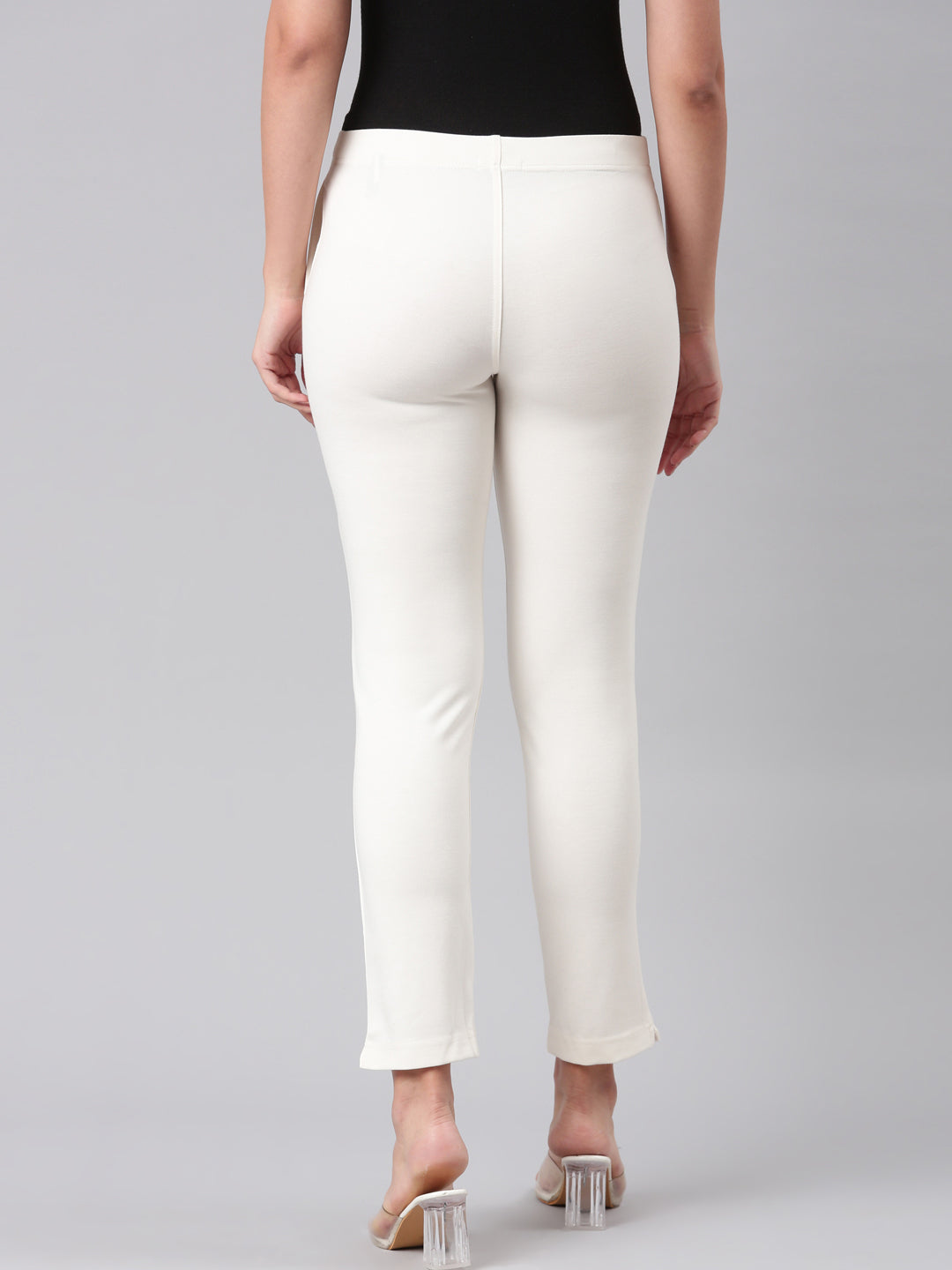 White Ponte Smart Fit Kurti Pant – Go Colors India - Main Image