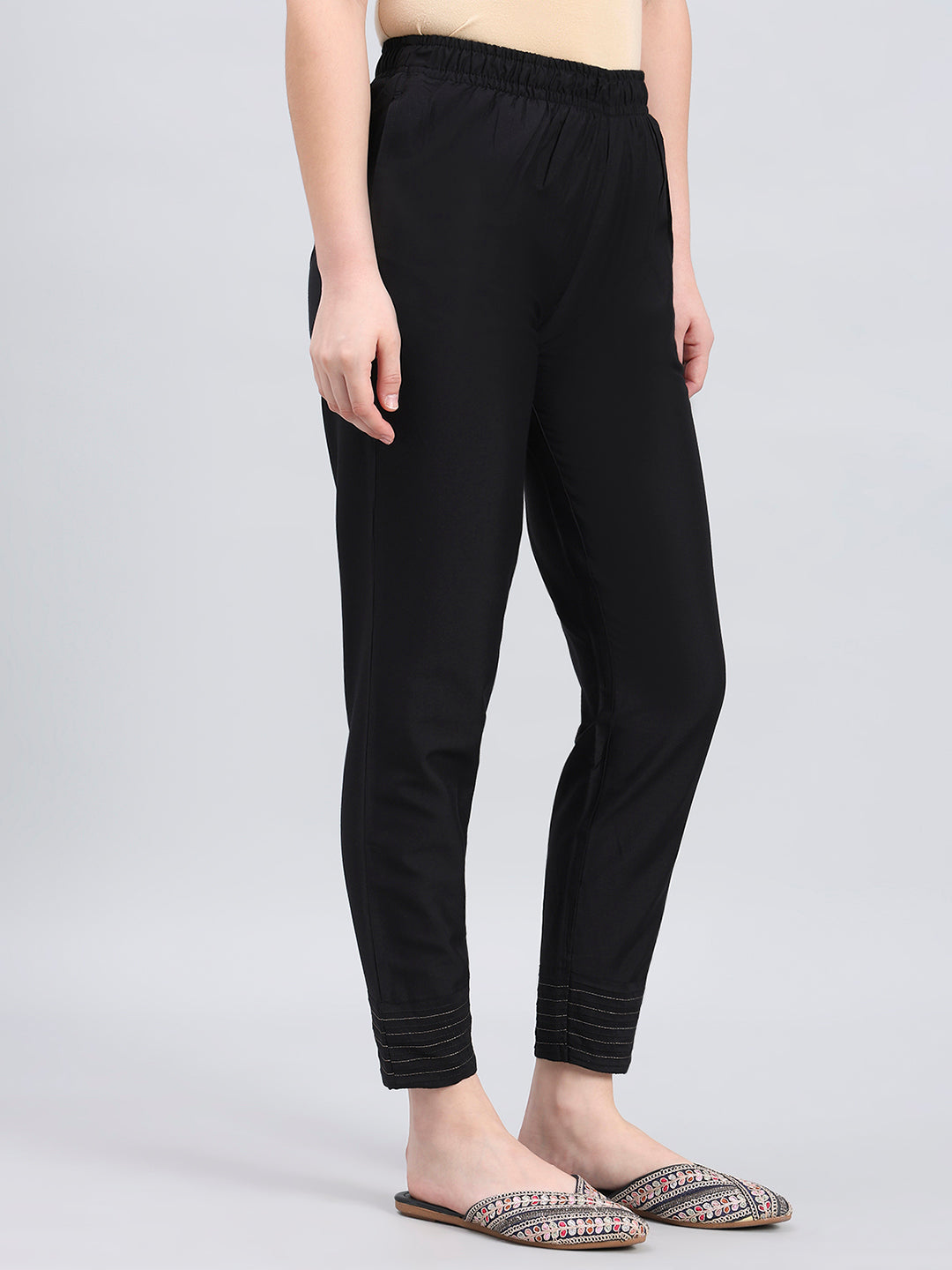 Modal Black Festive Metallic Pants