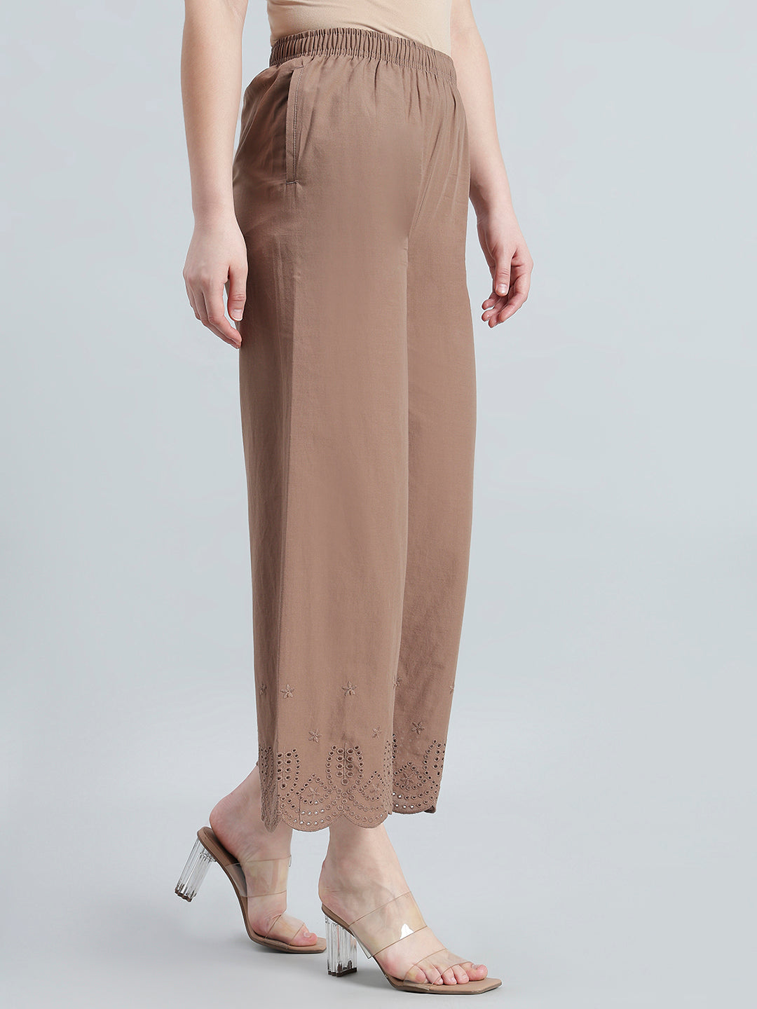 Light Brown Cotton Hakoba Palazzo