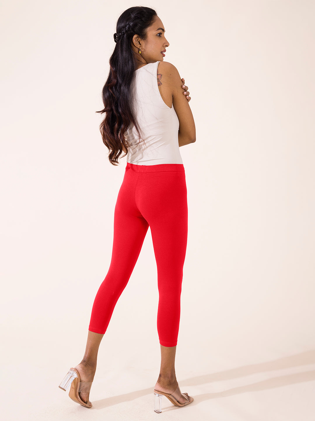 GO COLORS Women's Stretch Fit Cotton Leggings (LL_BabyPink2_M_Baby Pink_M)  : Amazon.in: Fashion
