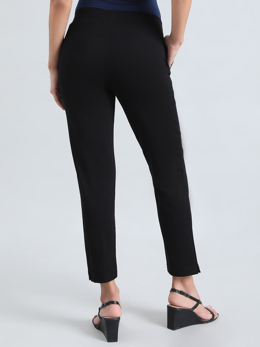 Black Ponte Smart Fit Kurti Pant