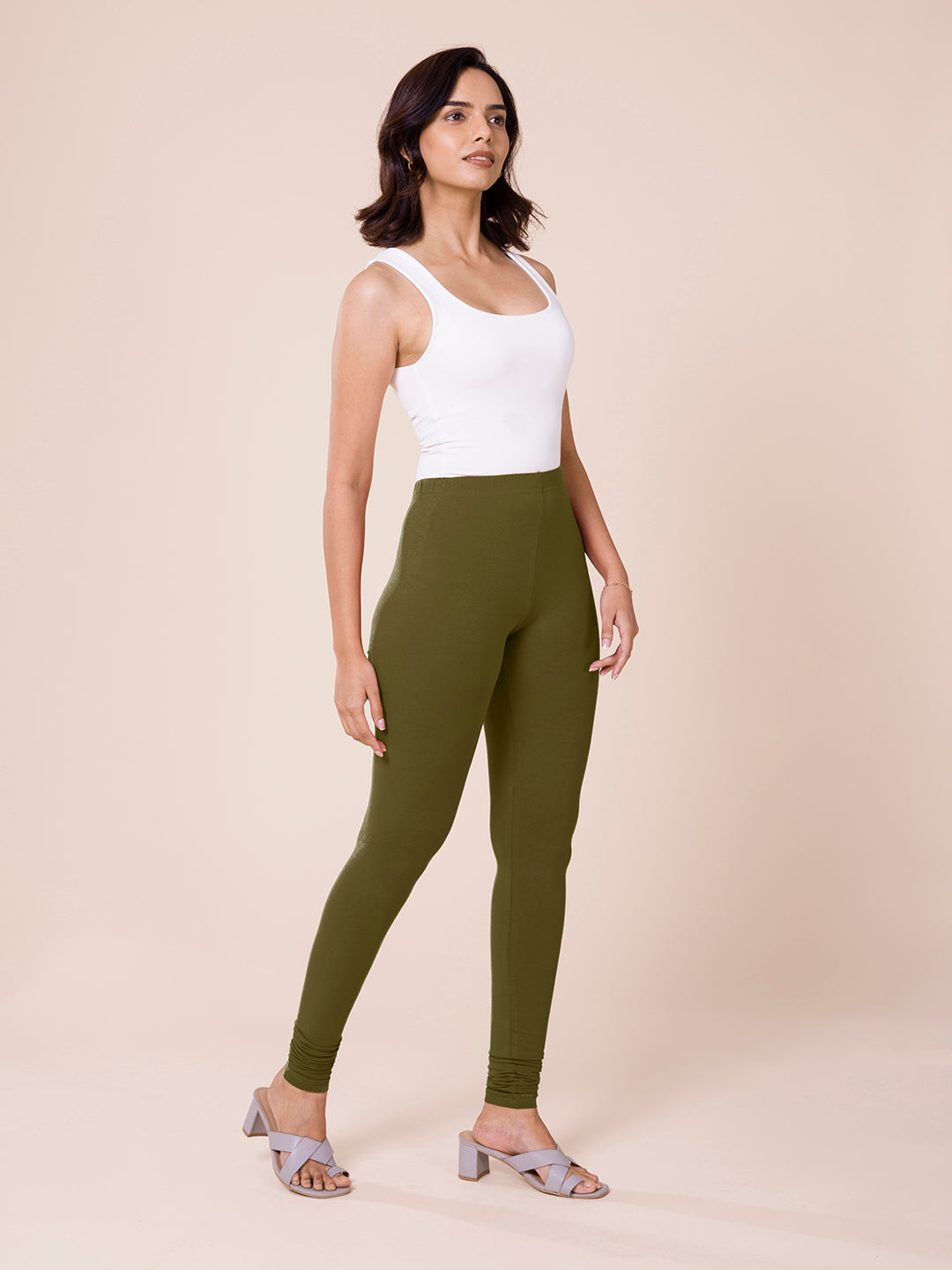 Cotton rich leggings COLOUR olive - RESERVED - 1480I-91X