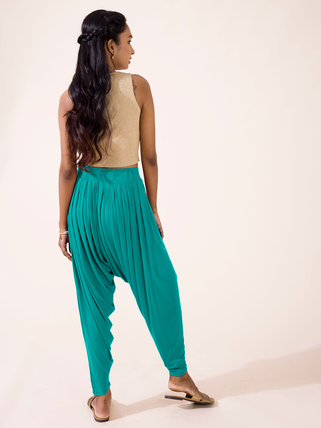 Peacock Green Viscose Stretch Patiala