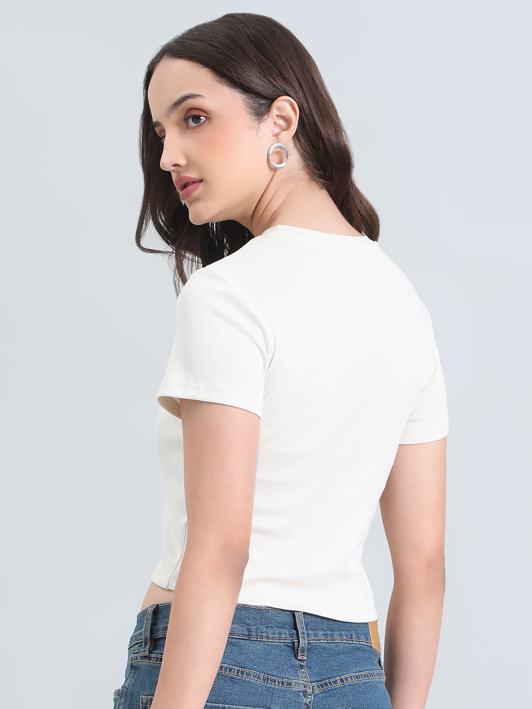 Rib Cotton Round Neck Crop Top