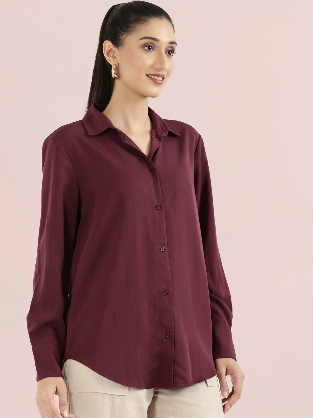 Rayon Classic Collar Long Shirt