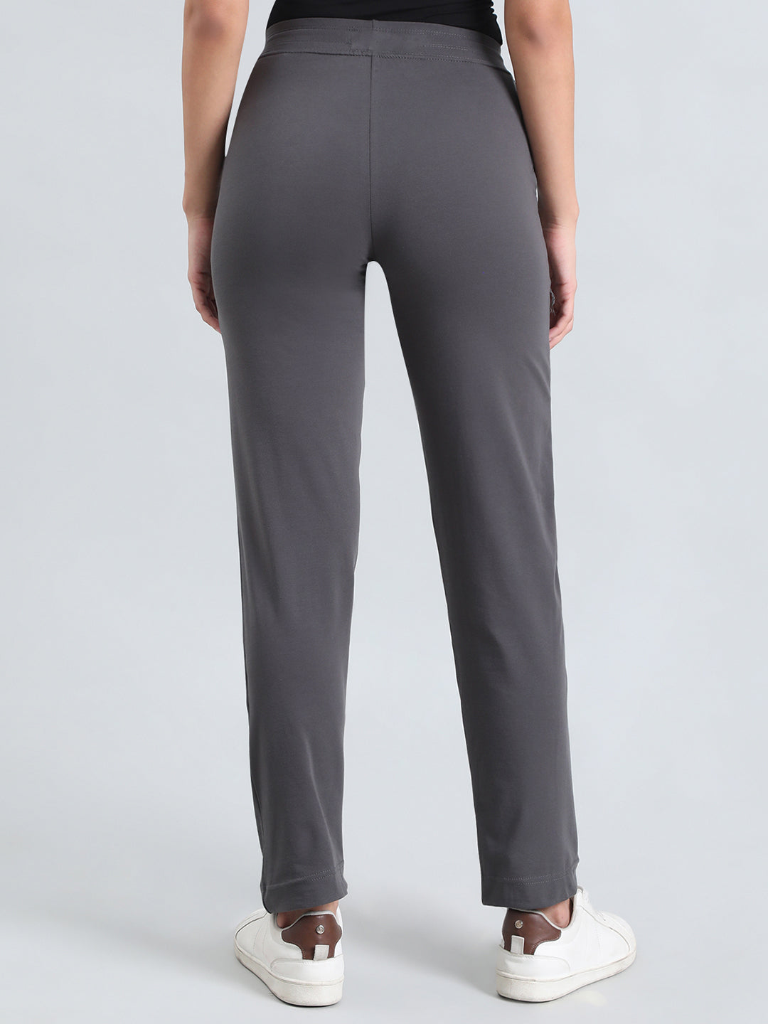 Silver Grey Cotton Stretch Track Pant