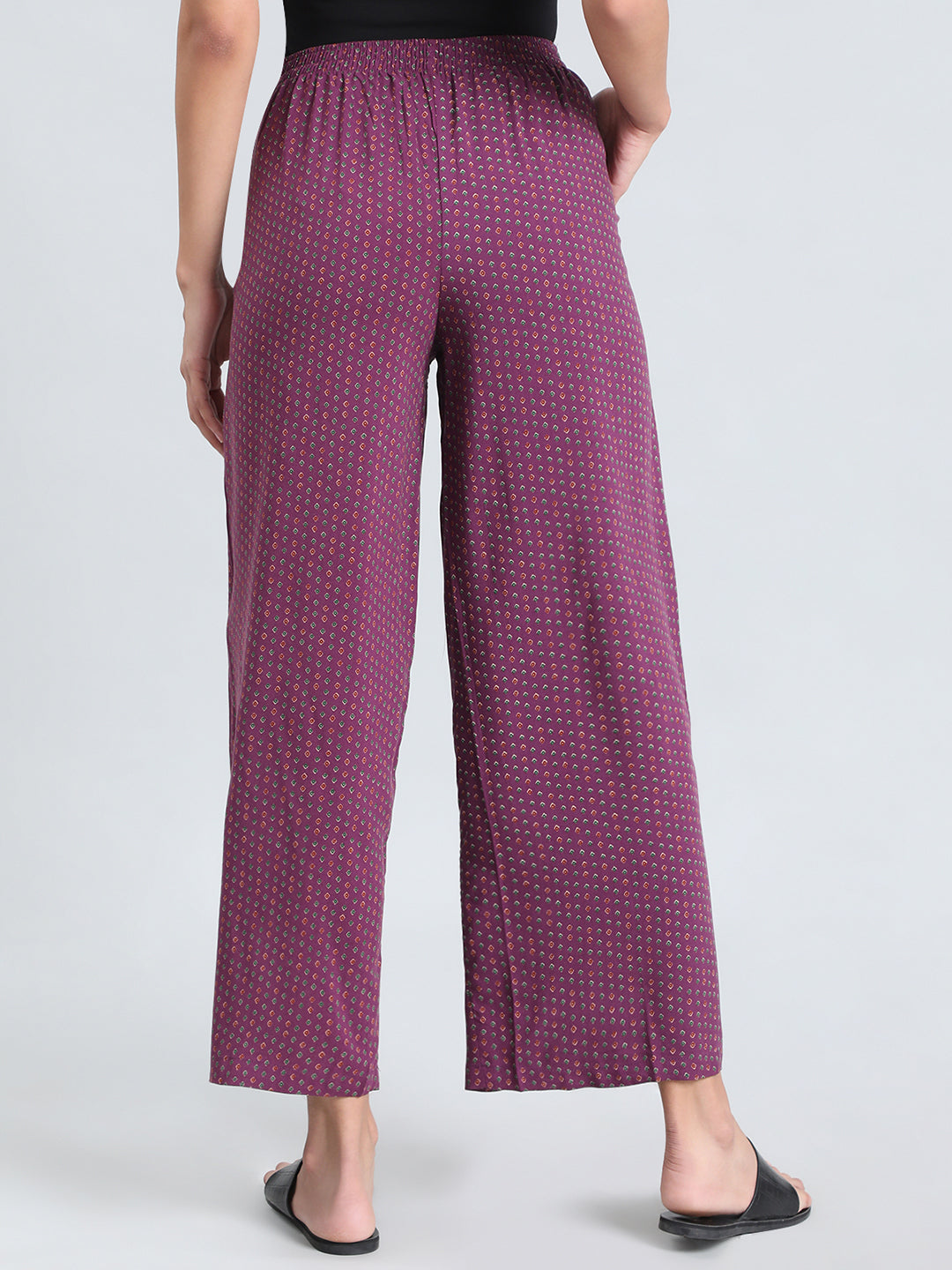 Purple Woven Viscose Printed Palazzo