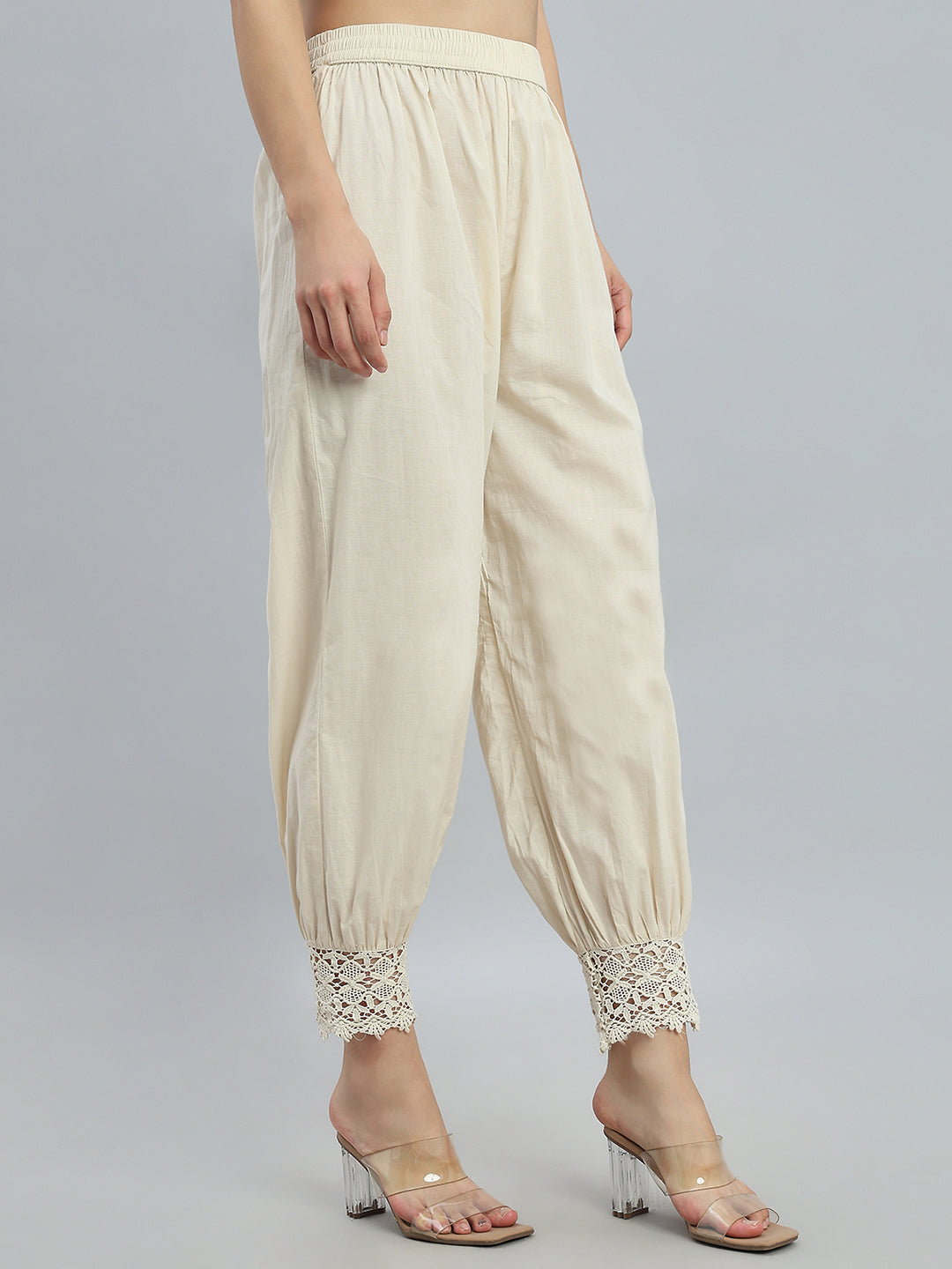 Cream Embroidered Lace Salwar