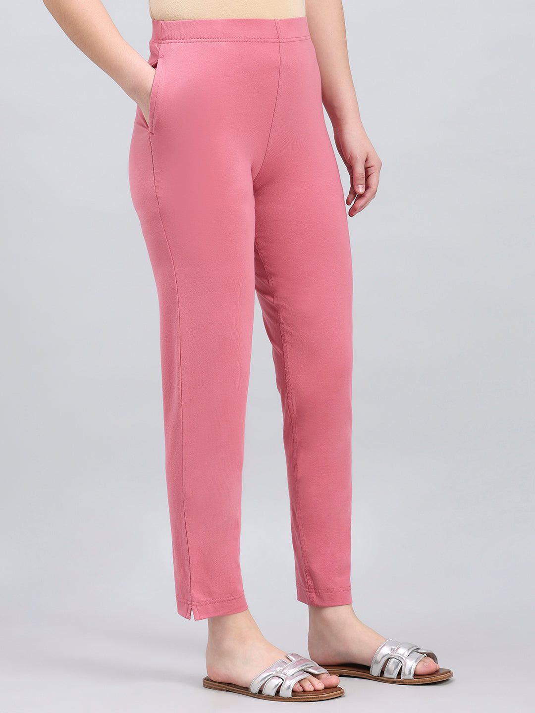 Blush Pink Cotton Stretch Kurti pants