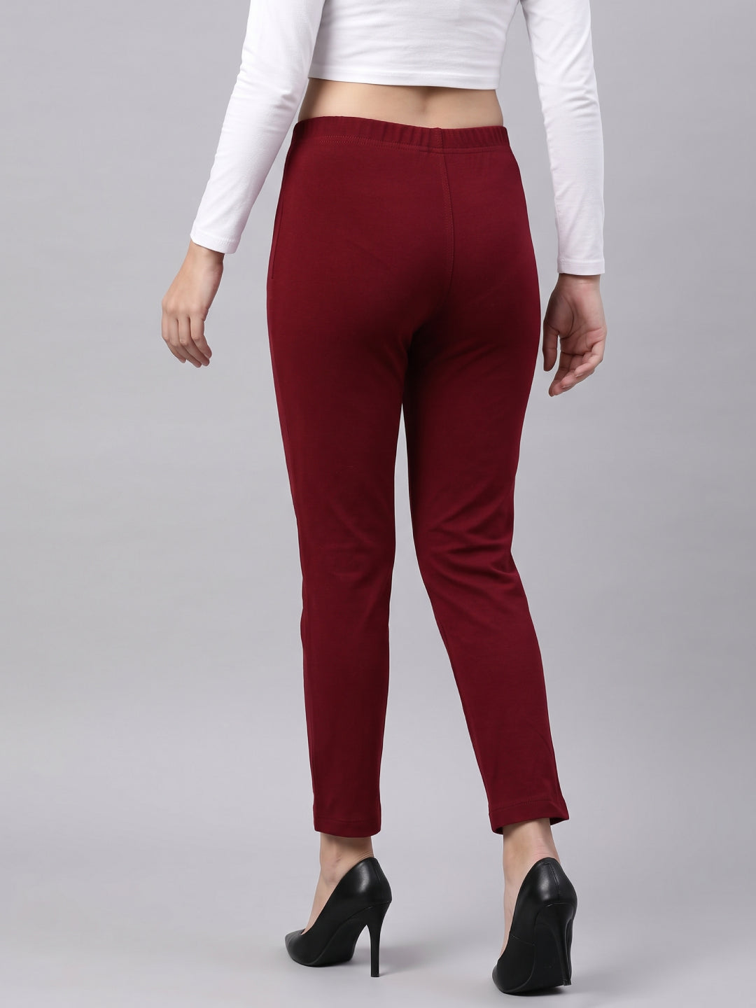 Maroon Cotton Stretch Kurti Pants