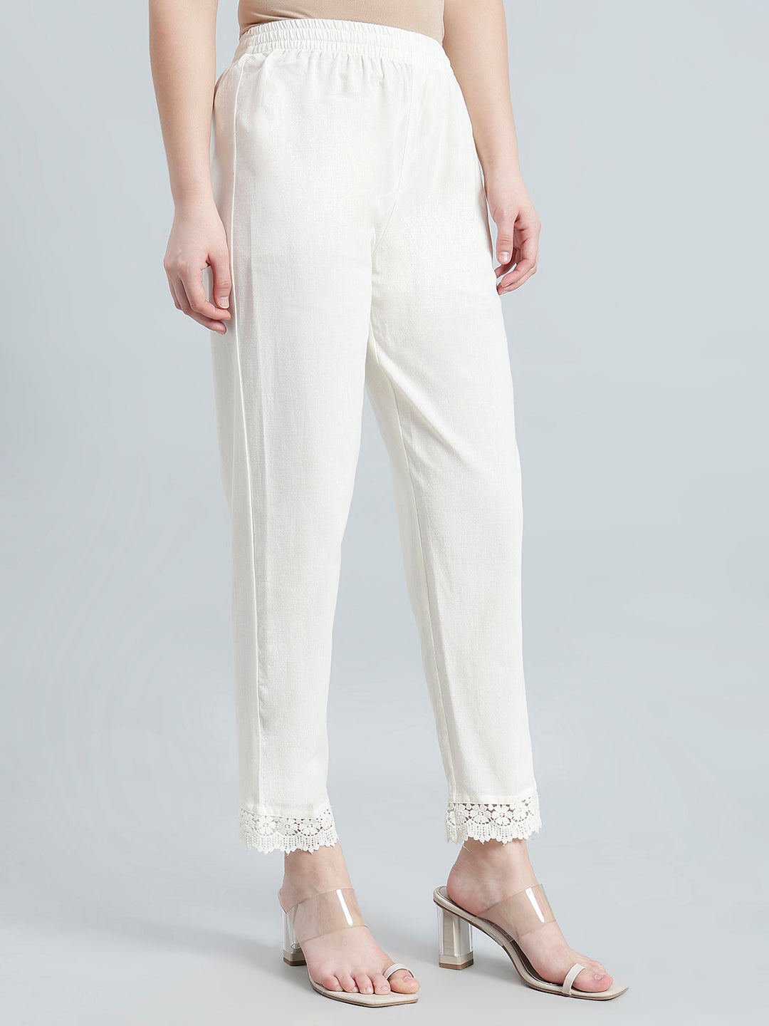 Cream 100% Cotton Lace Pencil Pant