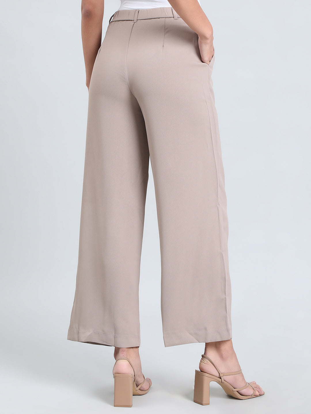Light Chocolate Crepe Wide Trouser