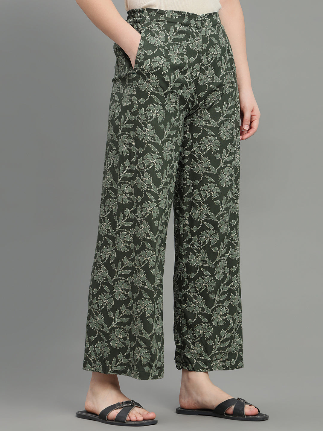 Green Viscose Printed Palazzo