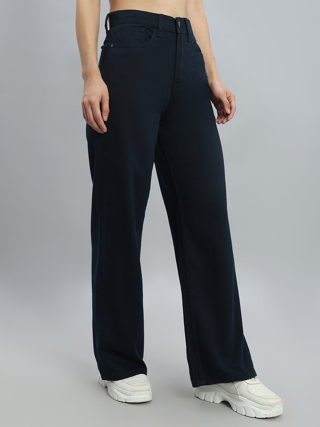 Navy Twill Wide Pants