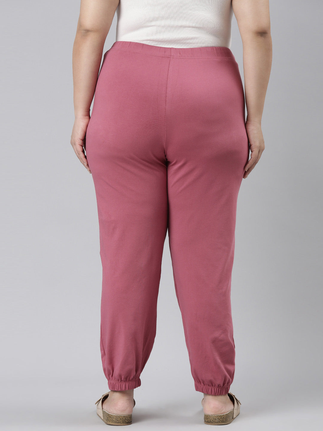 Solid Light Wine Cotton Pants - Go Colors