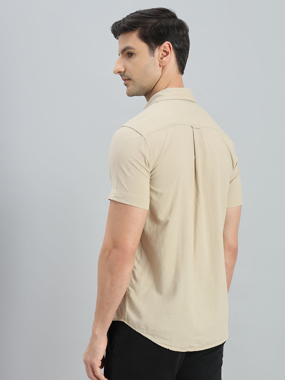 Linen Blend Regular Fit Half Sleeves Shirt