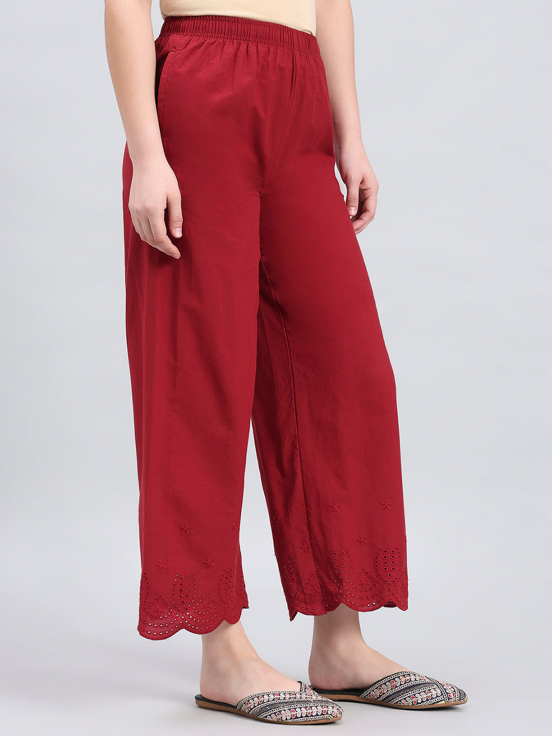 Light Maroon Cotton Hakoba Palazzo