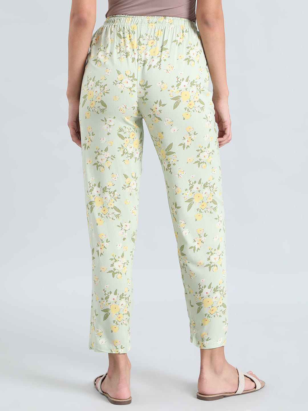 Light Green Woven Viscose Printed Lounge Pants