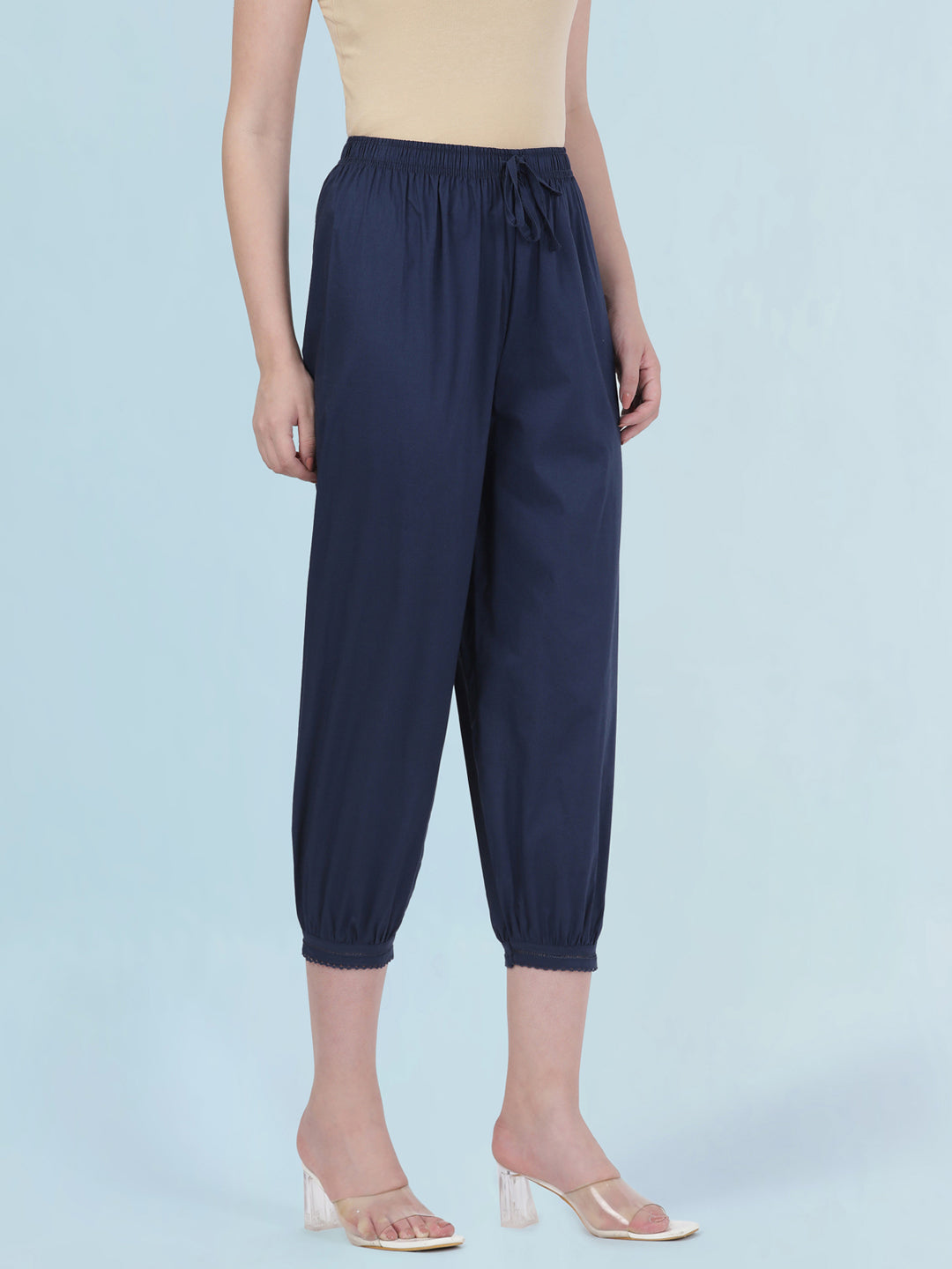 Navy Cotton Cambric Lace Salwar