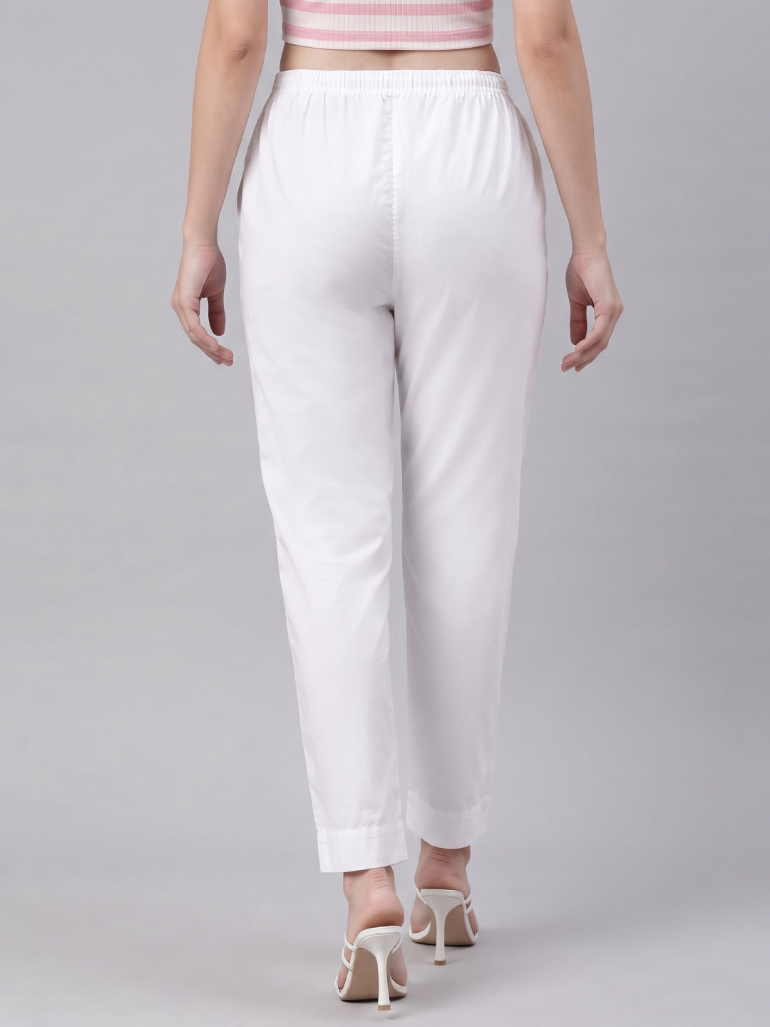 White Cotton Cambric Cotton Pants