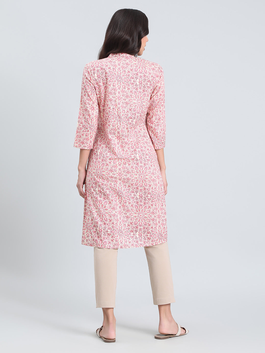 Cotton Geometric Print Straight Kurta