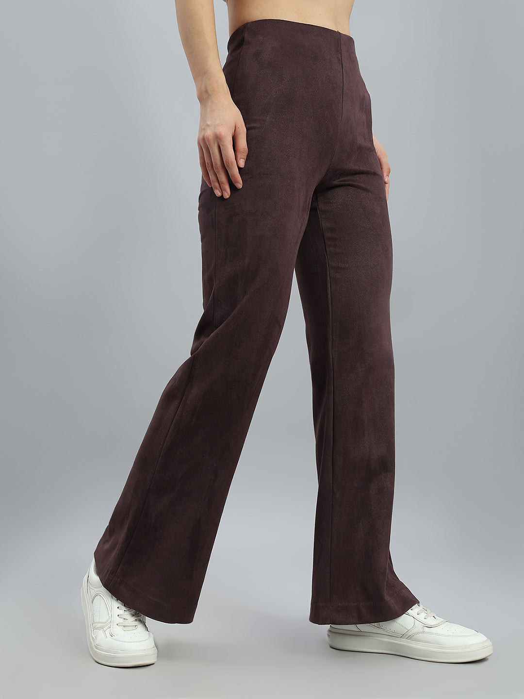 Dark Wine Suede Bell Bottom