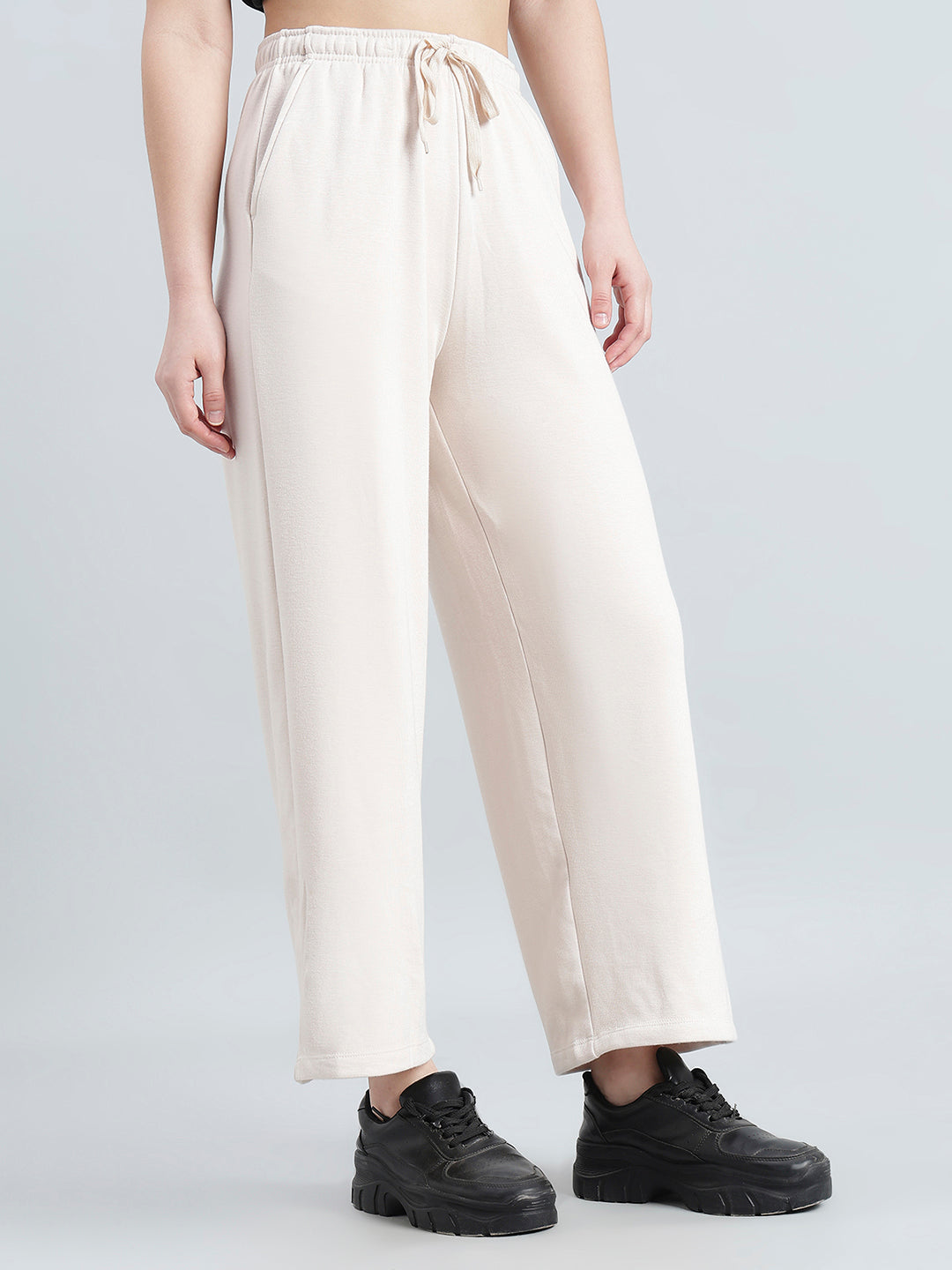 Cream Fleece Wide Pant
