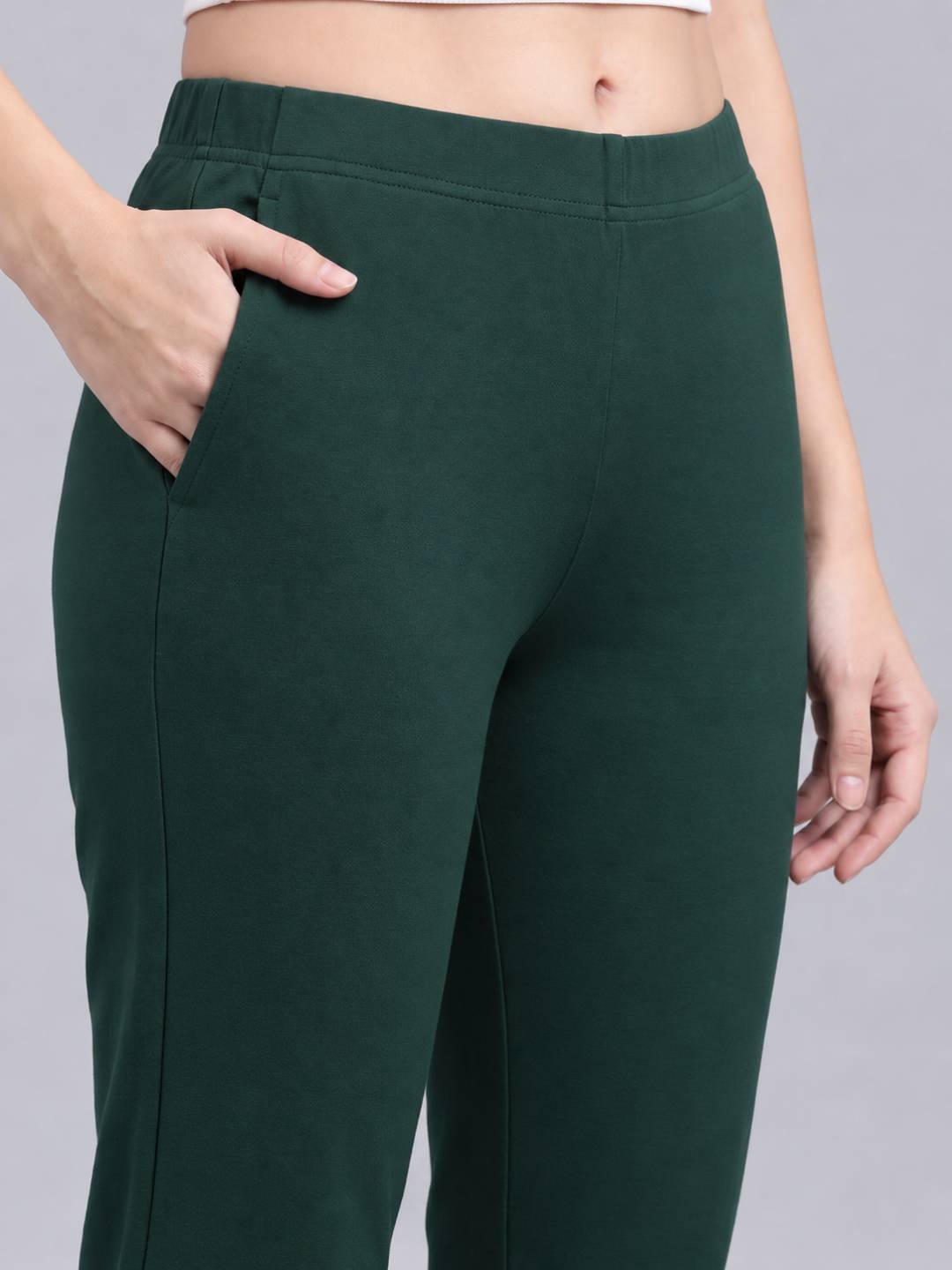 Dark Green Cotton Stretch Kurti Pants