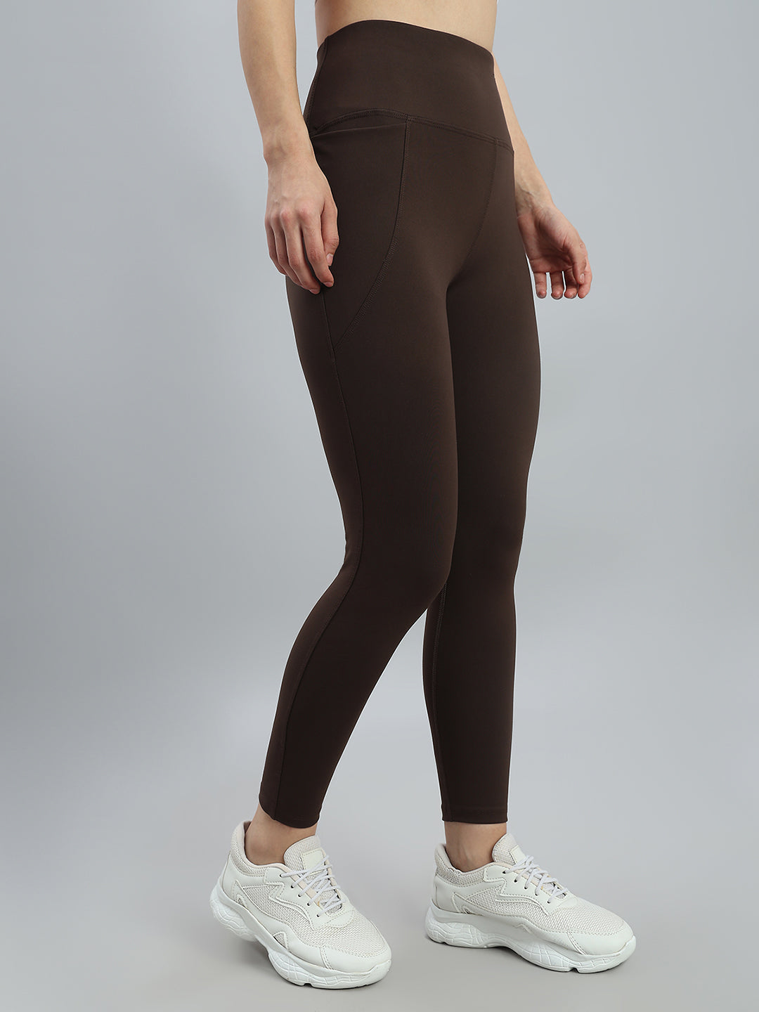 Dark Brown Nylon Stretch Training Tights