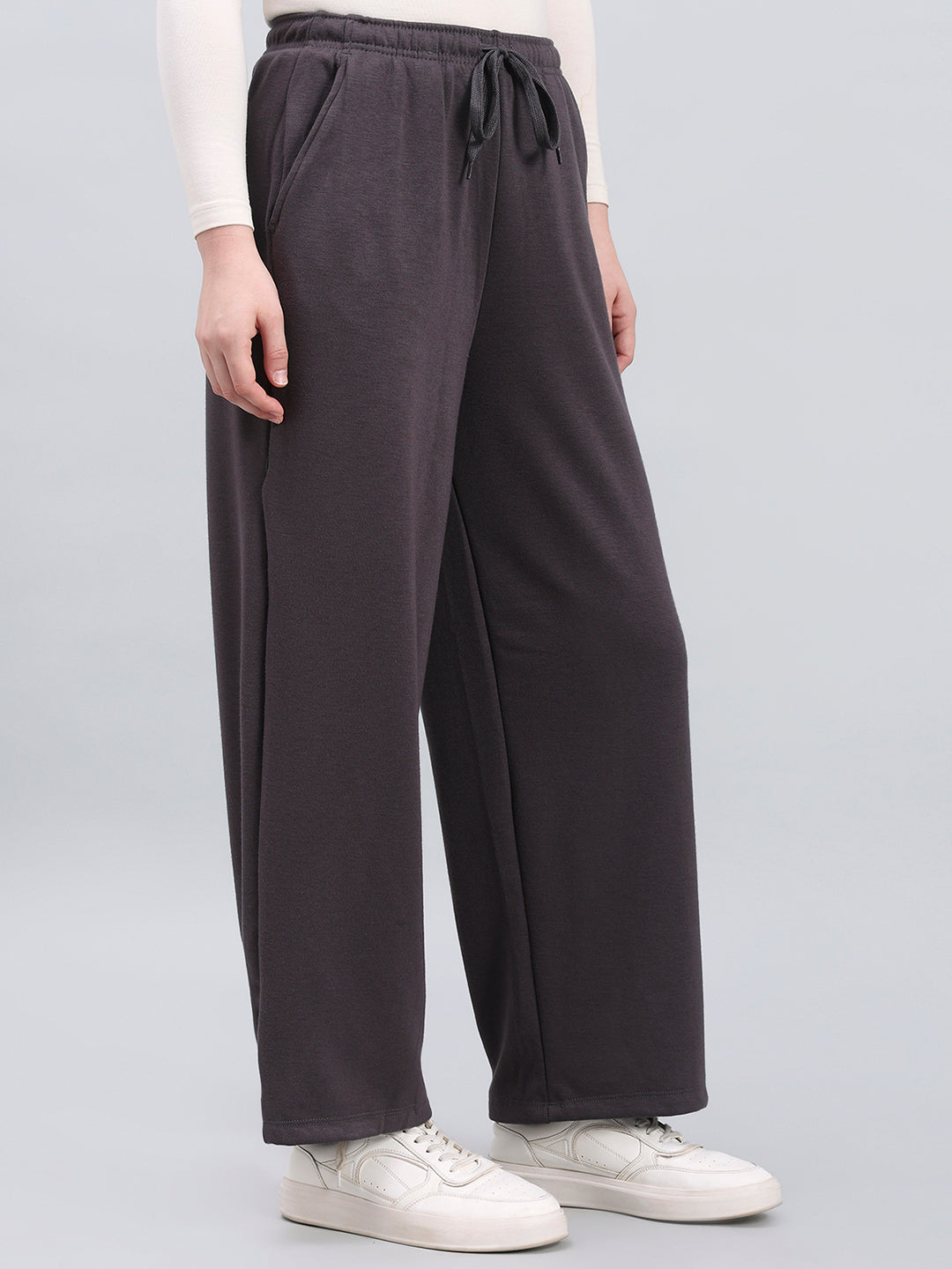 Silver Grey Fleece Wide Pant