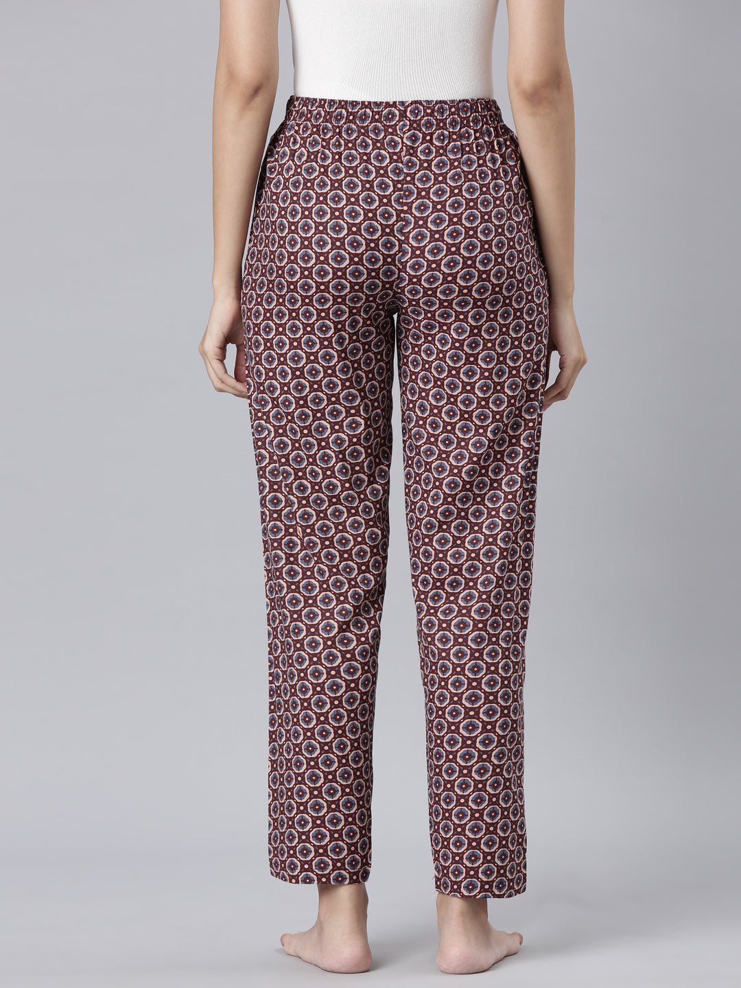Maroon Woven Viscose Printed Lounge Pants