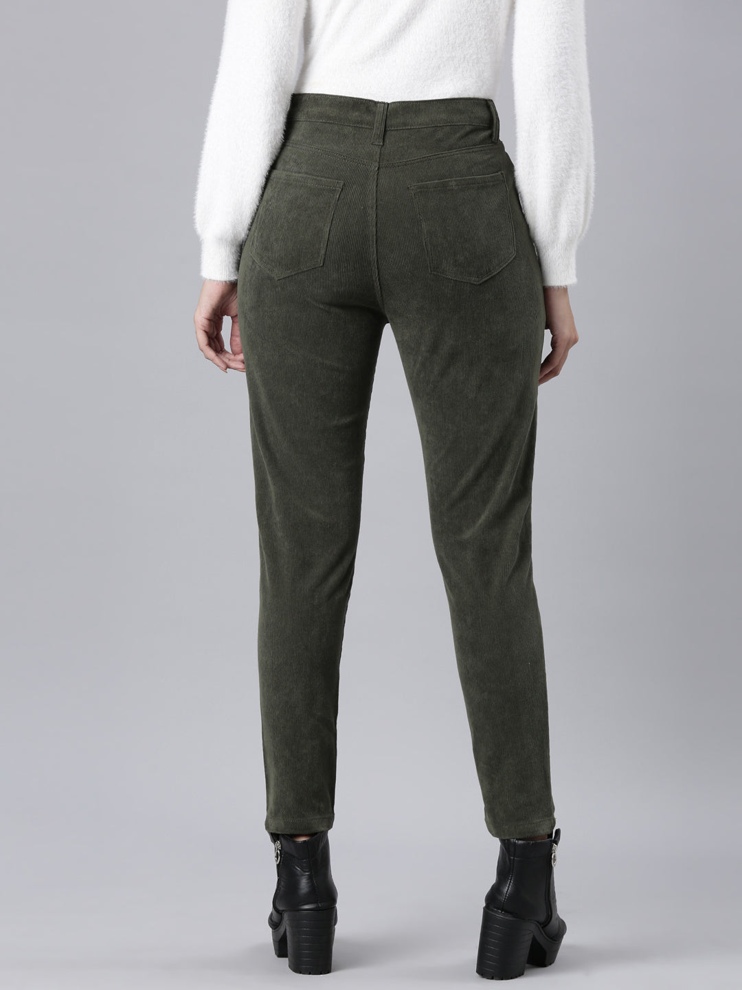 Olive Green Tight Knit Corduroy Pants