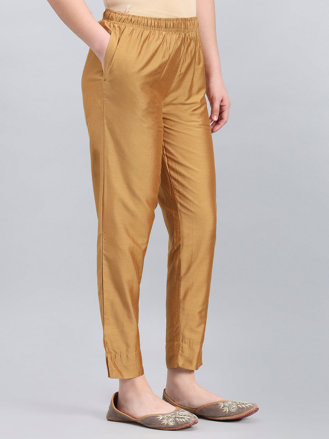 Bright Gold Poly Modal Metallic Pants