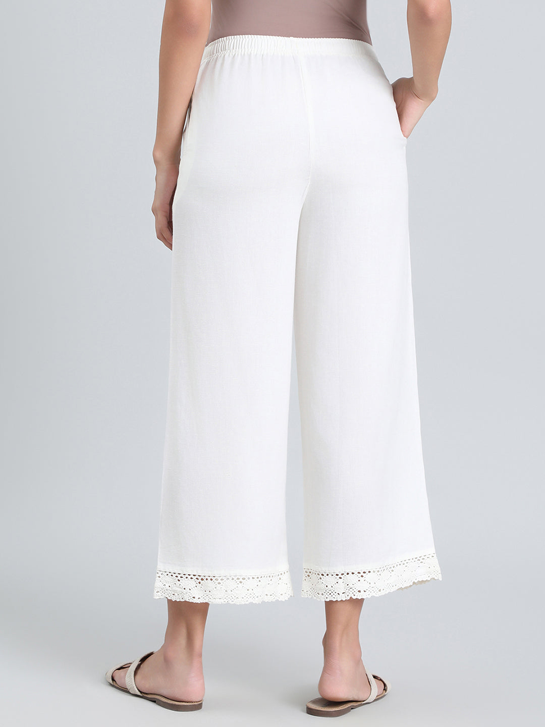 Cream Linen Lace Palazzo